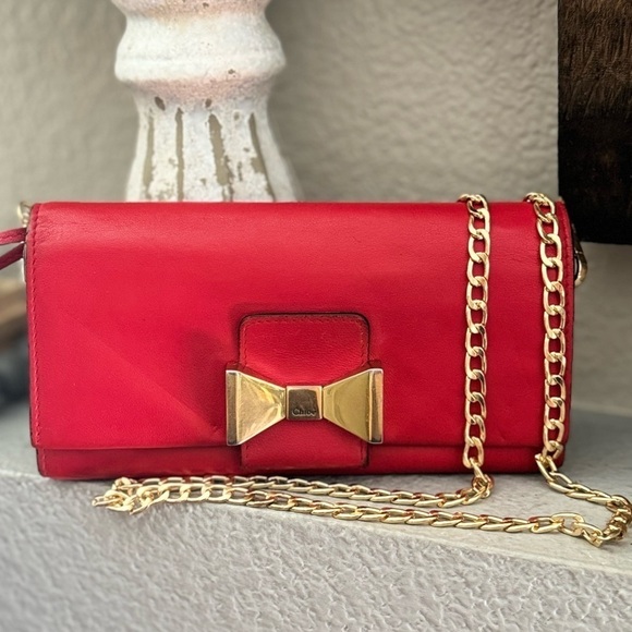 Chloe Handbags - - Chloe Ribbon Leather Long Bifold Wallet Purse/converted Crossbody